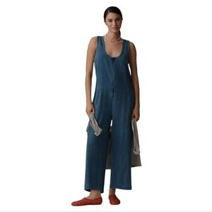 Pilcro Anthropologie Wide Leg Zip Front Denim Overalls Size XL